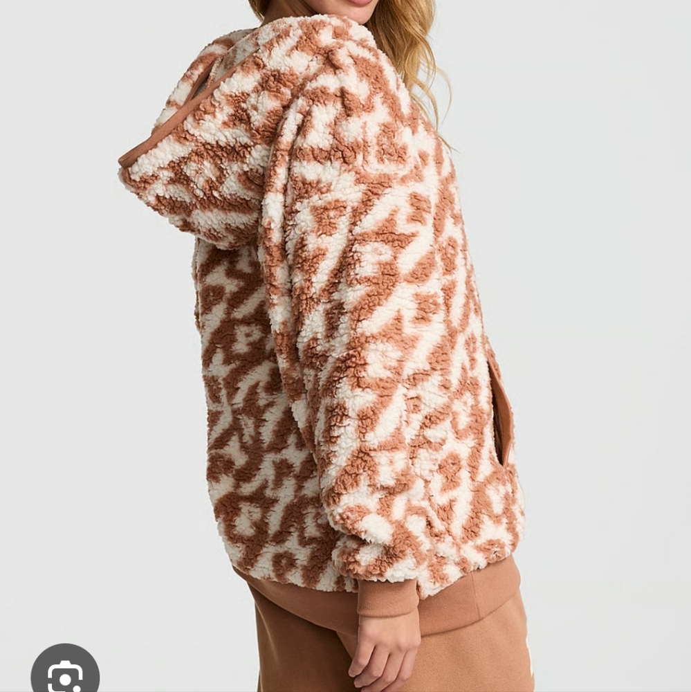 NWT Victoria's Secret PINK Cozy Fleece Pullover Sherpa Hoodie LARGE